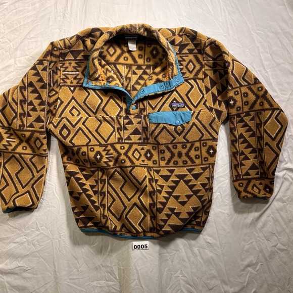 Patagonia Snap-T Synchilla Fleece Aztec Montana Siete Bear Brown Men's Medium